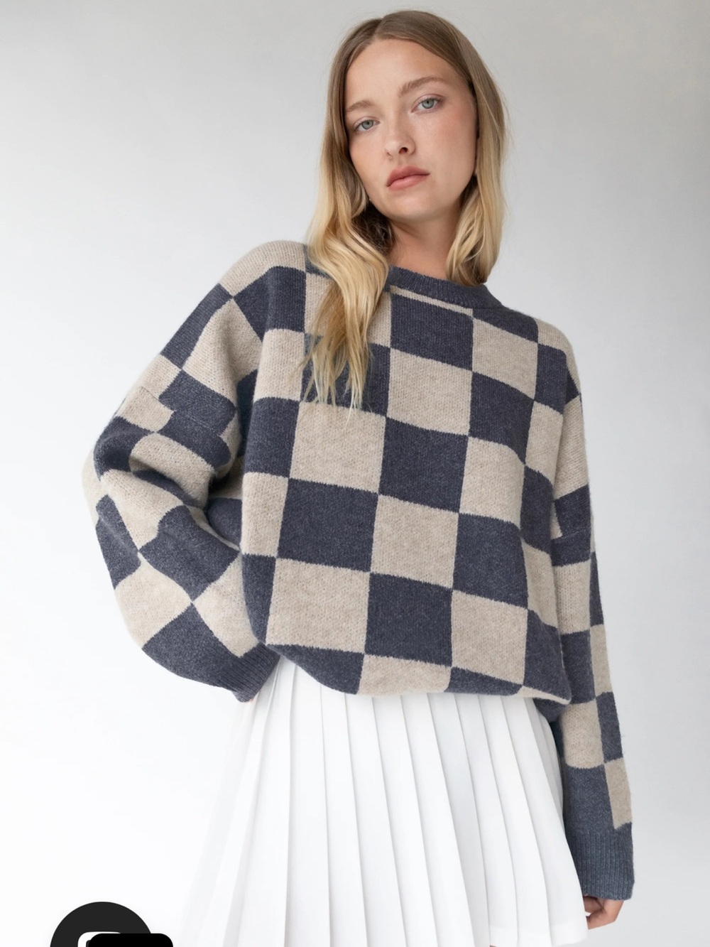 [NWT] Oak + fort checked Knit Sweater in gray and blue